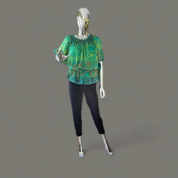 Sheer boho green top - Picture 1 of 4